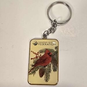 Vintage Canadian Wildlife Federation acrylic cardinal keychain
